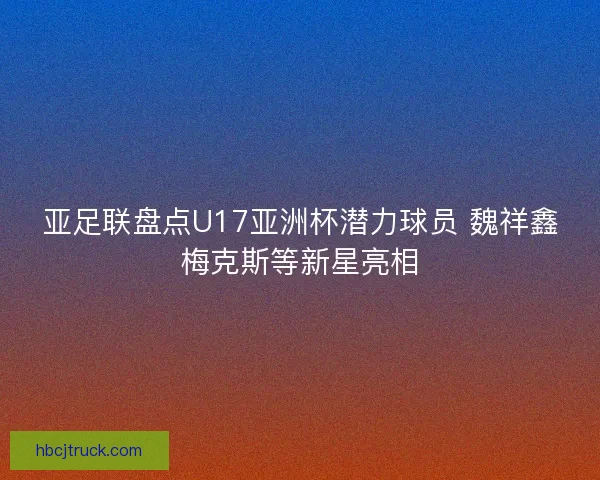 亚足联盘点U17亚洲杯潜力球员 魏祥鑫梅克斯等新星亮相